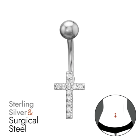 Kereszt 1,6X10 mm (14 G) 5 mm Sima Golyó Vallás Észer | All4silver