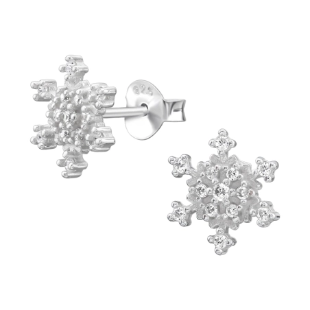 9 mm-es Hópehely Cirkóniával - 925 Ezüst Cirkónia Stift Fülbevaló