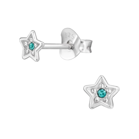 4 mm-Es Csillag Kristályokkal - 925 Ezüst Kristály Stift Fülbevaló