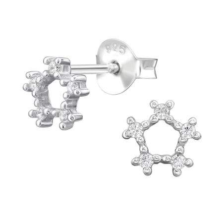 6 mm-Es Hatszögletű Cirkóniával - 925 Ezüst Cirkónia Stift Fülbevaló
