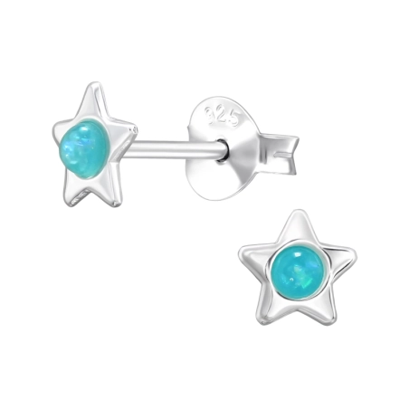 5 mm Csillag Opállal - 925 Ezüst Stift Fülbevaló Féldrágakővel