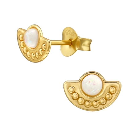 Arany etnikum opállal - 925 Ezüst Stift Fülbevaló Féldrágakővel
