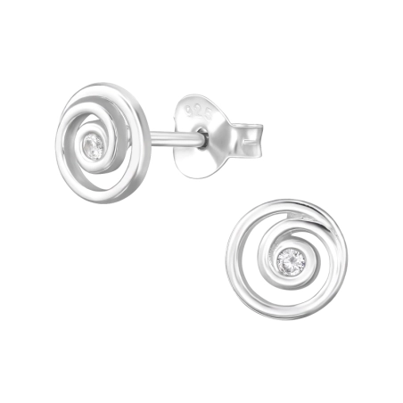 Spirál  cirkónia - 925 Ezüst Cirkónia Stift Fülbevaló