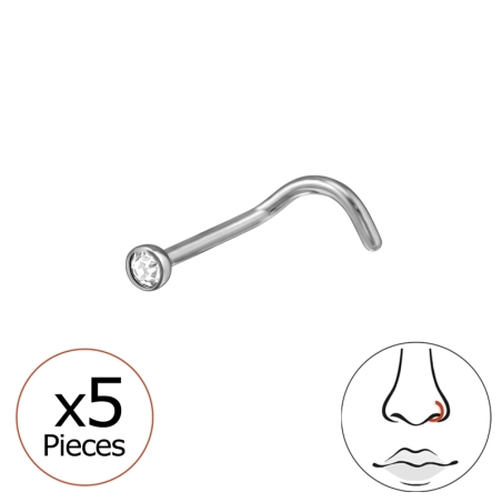5 db kerek kristály 2 mm 20 G - Titán Titanium Nose Jewelry