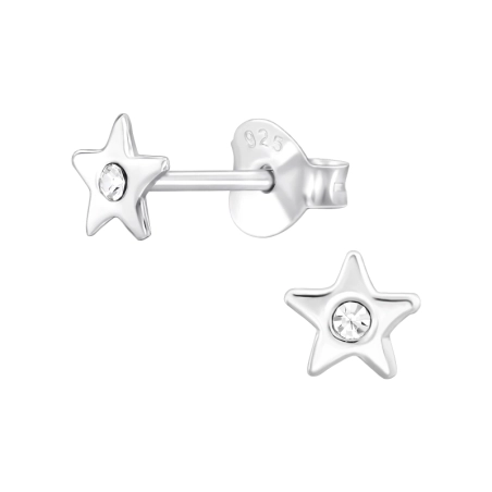 Csillag kristállyal - 925 Ezüst Kristály Stift Fülbevaló