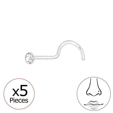 5 db Kerek - 925 Ezüst Orrpiercing