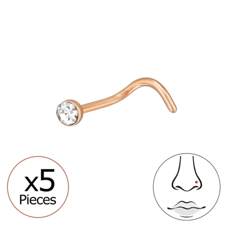 0,8 mm (20 G) X 5 2 Mm-Es Kristály orr piercing szett - Titán Titanium Nose Jewelry