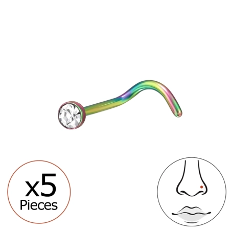 0,8 mm (20 G) X 5 2 Mm-Es Kristály orr piercing szett - Titán Titanium Nose Jewelry