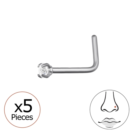 2mm hajlított (20G) orr piercing x 5 db - Titán Titanium Nose Jewelry