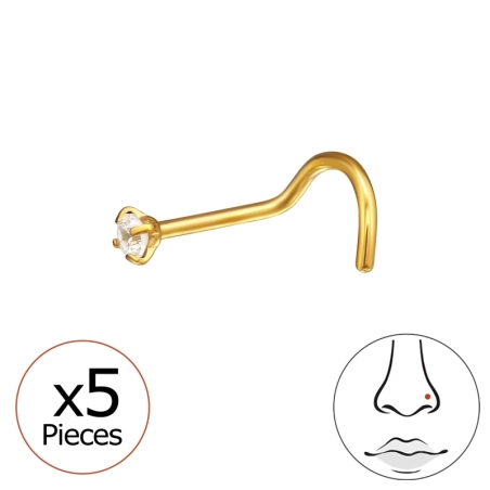 2mm hajlított (20G) orr piercing x 5 db - Titán Titanium Nose Jewelry