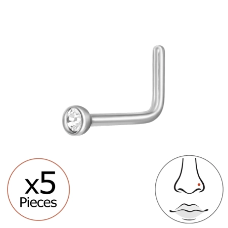 2mm hajlított (20G) orr piercing x 5 db  - Titán Titanium Nose Jewelry