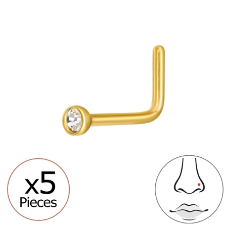2mm hajlított (20G) orr piercing x 5 db - Titán Titanium Nose Jewelry