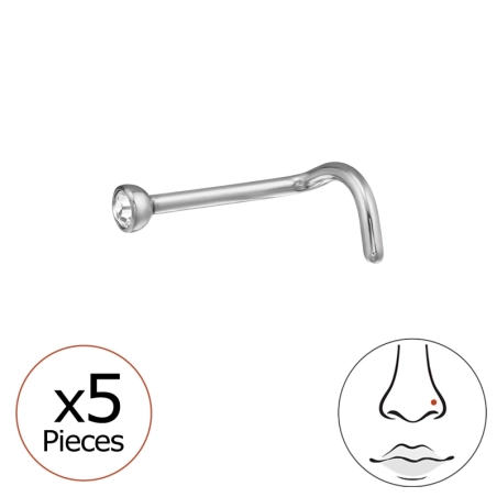 2mm hajlított (20G) orr piercing x 5 db - Titán Titanium Nose Jewelry