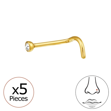 2mm hajlított (20G) orr piercing x 5 db - Titán Titanium Nose Jewelry