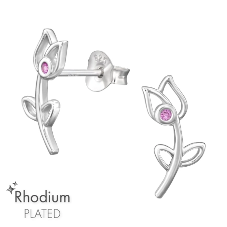 Tulipán cirkóniakövekkel - 925 Ezüst Cirkónia Stift Fülbevaló