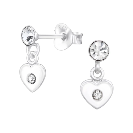 Lógó Szív ezüst fülbevaló - 925 Ezüst Kristály Stift Fülbevaló