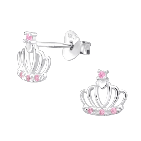 Korona ezüst fülbevaló - 925 Ezüst Cirkónia Stift Fülbevaló