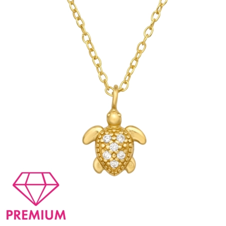 Aranyozott cirkónia Teknősbéka - Premium* - 925 Ezüst Nyakláncok