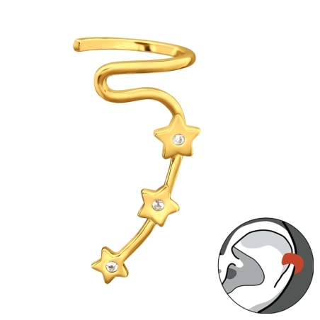 Aranyozott Csillag - 925 Ezüst Fülbevaló Egy Fülre