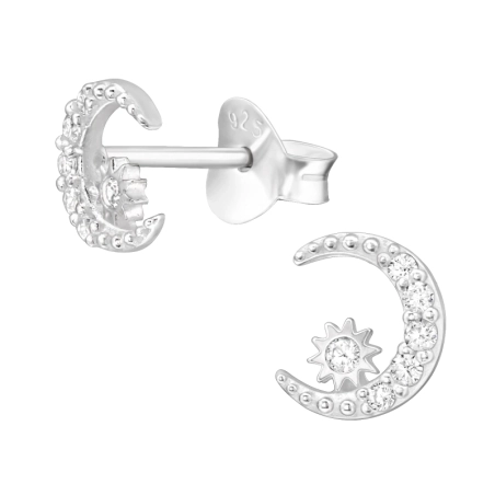 Hold - 925 Ezüst Cirkónia stift fülbevaló