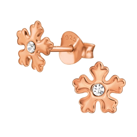 Rosegold Hópehely - 925 Ezüst Kristály Stift Fülbevaló
