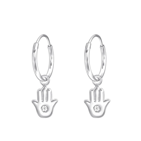 Hamsa - 925 Ezüst Karika fülbevaló