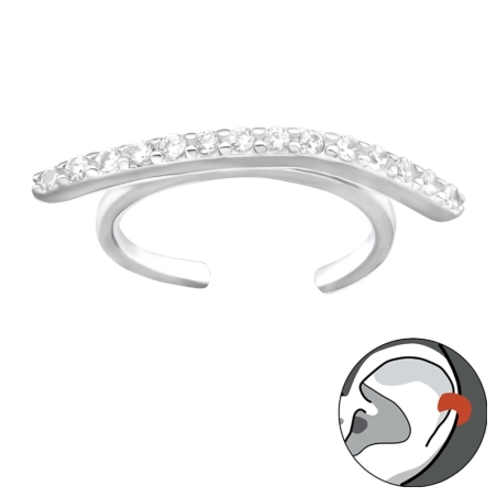 Köves ív  - 925 Ezüst Fülbevaló Egy Fülre