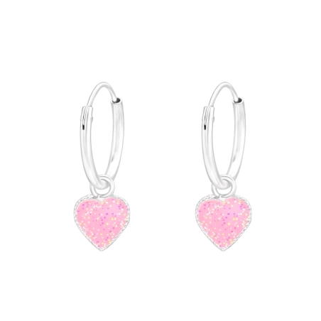 Karika Glitter Szív - 925 Ezüst Karika Fülbevalók