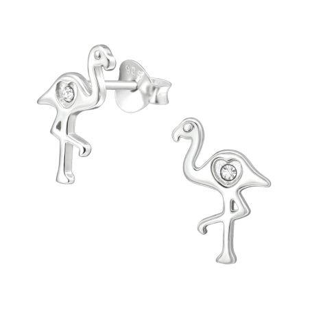 Flamingó kristály stift fülbevaló Észer | All4silver
