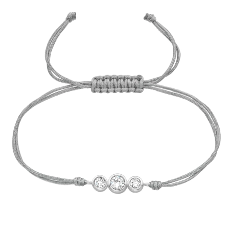 3 kristályos - 925 Ezüst + Nylon Zsinór Zsinór Karkötő