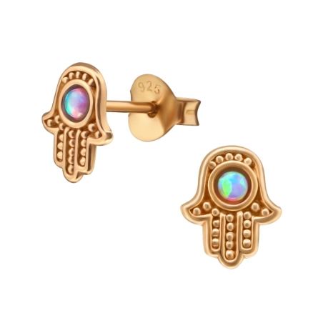 Hamsa - 925 ezüst Stift fülbevaló féldrágakővel