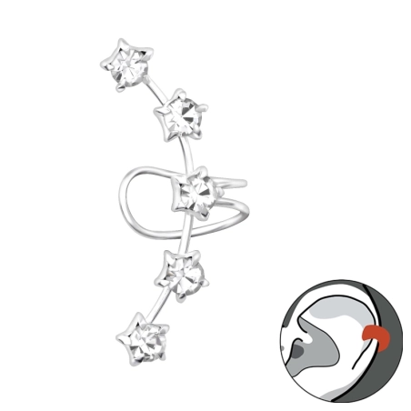 Csillag Fülbevaló egy fülre Észer | All4silver