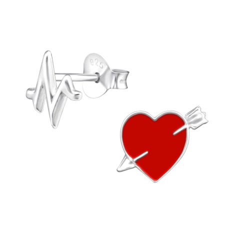 Heartbeat - Mismatch - 925 Ezüst Egyszerű Stift Fülbevaló