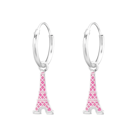 Lógó Eiffel Torony - 925 ezüst Hoops