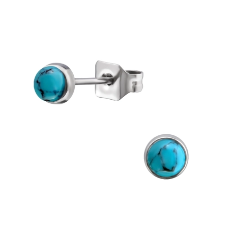 Sebészeti Acél Kerek, 4 Mm-Es Fülpárnák Féldrágakővel Acél Stift Észer | All4silver