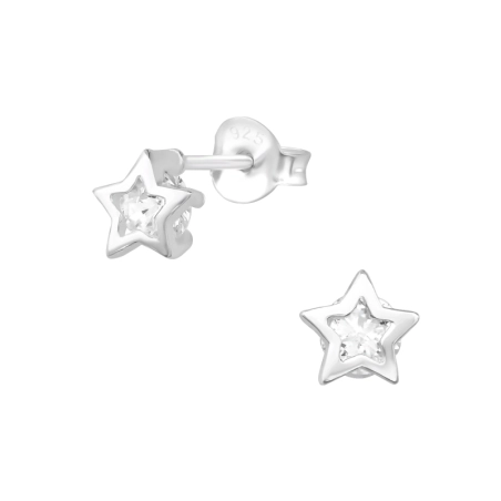 Csillag Cirkónia stift fülbevaló Észer | All4silver