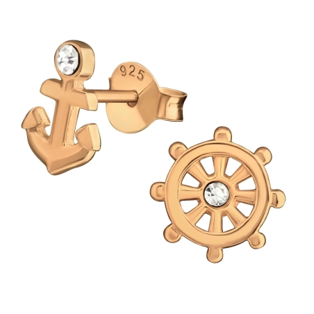 Anchor És A Kerék kristály stift fülbevaló Észer | All4silver
