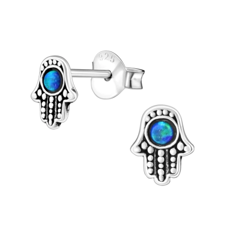 Hamsa Stift fülbevaló féldrágakővel Észer | All4silver