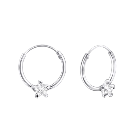 Ezüst Ezüst 12mm Csillag Karika fülbevaló Észer | All4silver