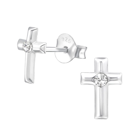 Kereszt kristály stift fülbevaló Észer | All4silver