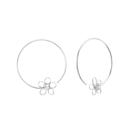 Ezüst 24mm Virág Karika fülbevaló Észer | All4silver