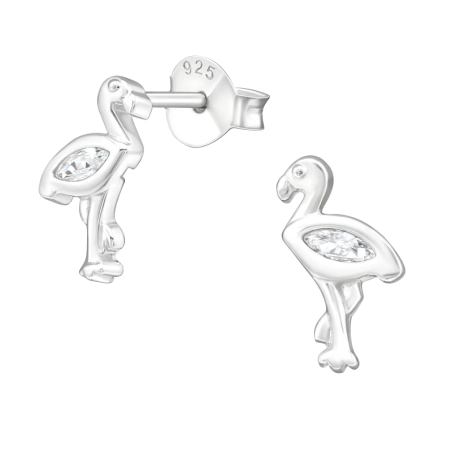 Ezüst Flamingó Cirkónia stift fülbevaló Észer | All4silver
