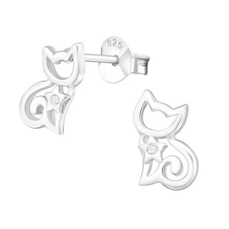 Ezüst Macska Cirkónia stift fülbevaló Észer | All4silver