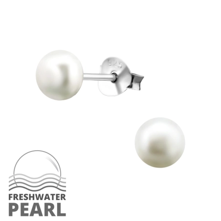 Ezüst Kerek Stift fülbevaló gyönggyel Észer | All4silver