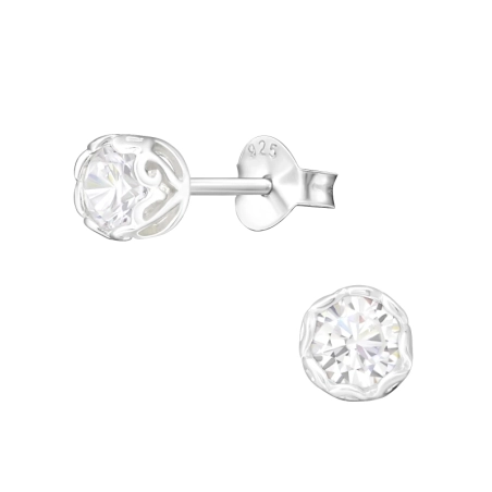 Ezüst Kerek 4mm Cirkónia stift fülbevaló Észer | All4silver