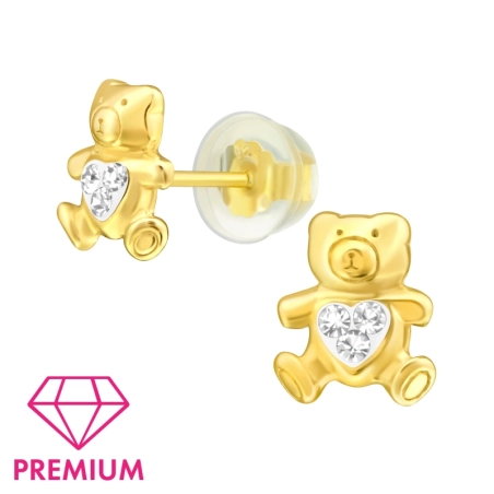 Medve - Premium* - 925 Ezüst Fülbevalók Kristállyal