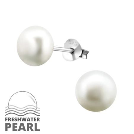 Ezüst Kerek Stift fülbevaló gyönggyel Észer | All4silver