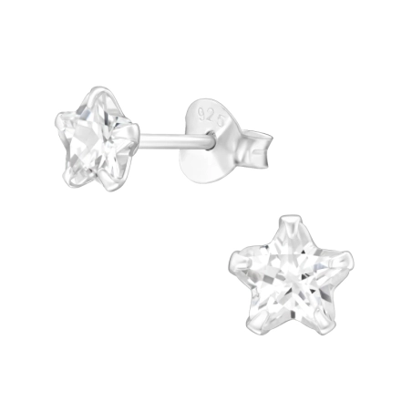 Ezüst Köves Csillag 5mm - 925 Ezüst Alap Fülbevaló
