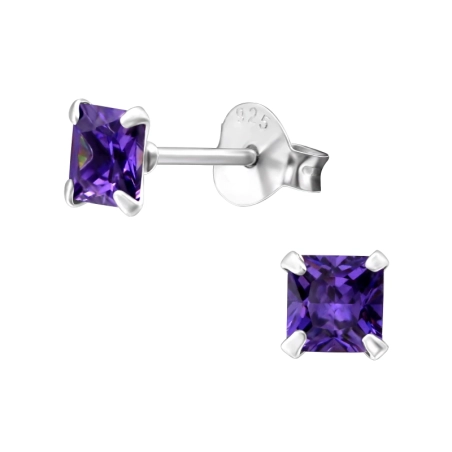 Ezüst Négyzet  4mm - 925 Ezüst Alap fülbevaló