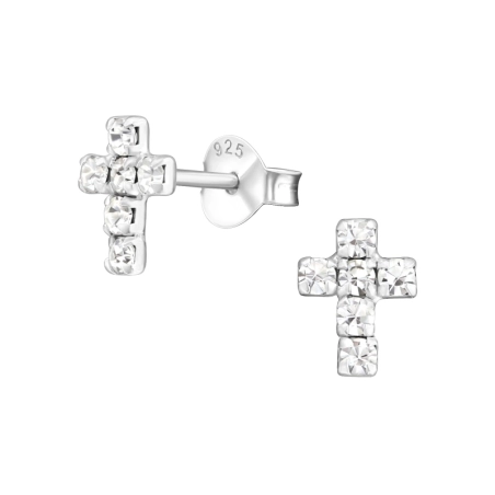 Ezüst Kereszt kristály stift fülbevaló Észer | All4silver
